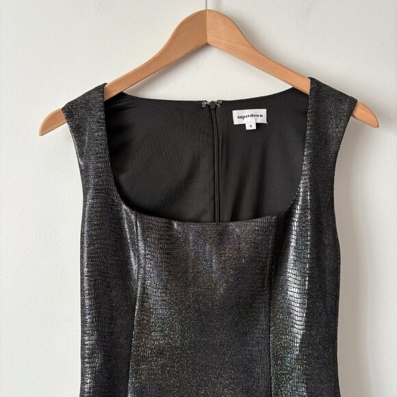 Revolve Superdown Jessalyn Faux Suede Sparkle Mini Dress Black Size Small - Picture 5 of 8